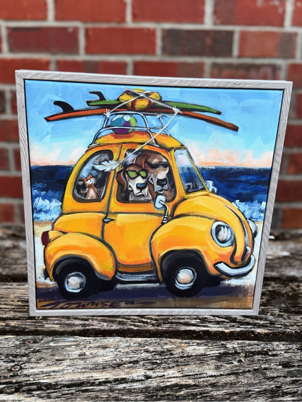 Stupell Industries Beachy Keen Groovy Pet Beach Buggy 12 x 12 Art by CR Townsend